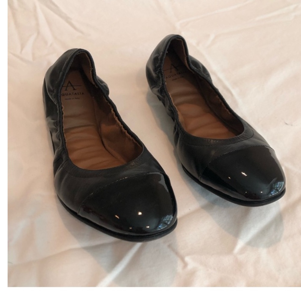 Aquatalia Black Leather Flats